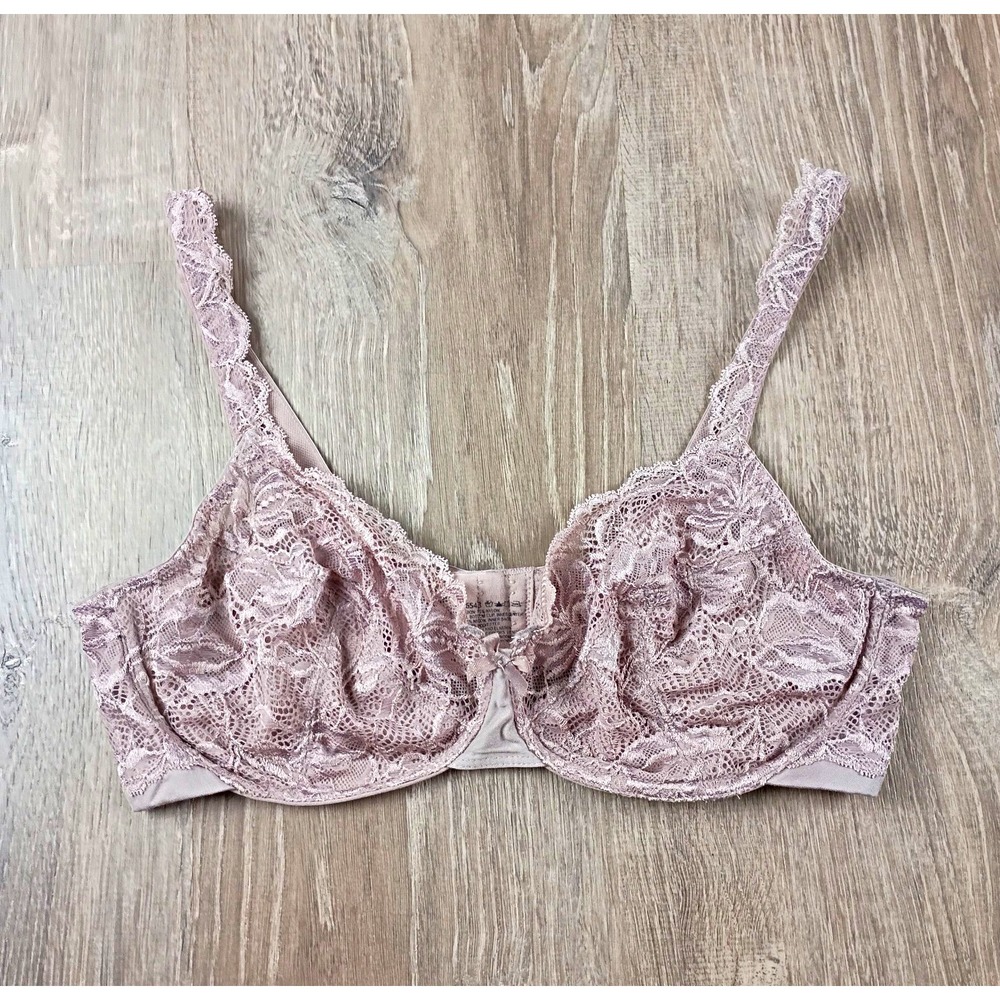 Bali Desire Lift Bra 40C Full Coverage Lace Floral Sheer Unlined Underwire 6543